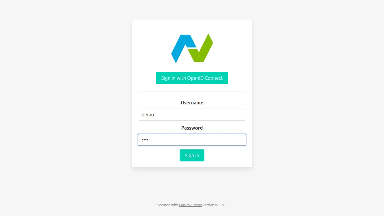 Sign in with demo / demo