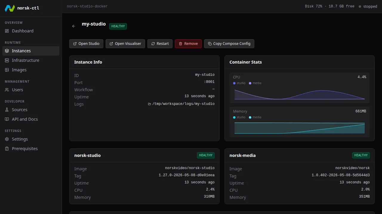 Instance detail page