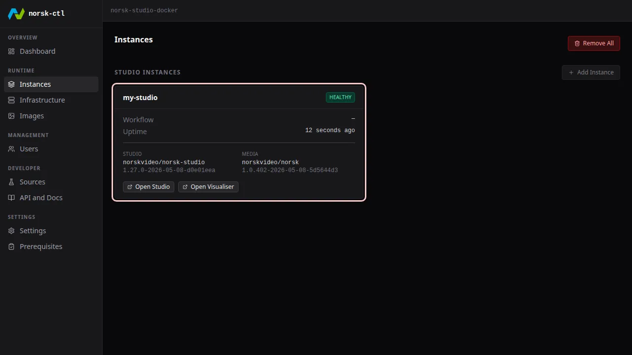 Click the instance tile to open its details