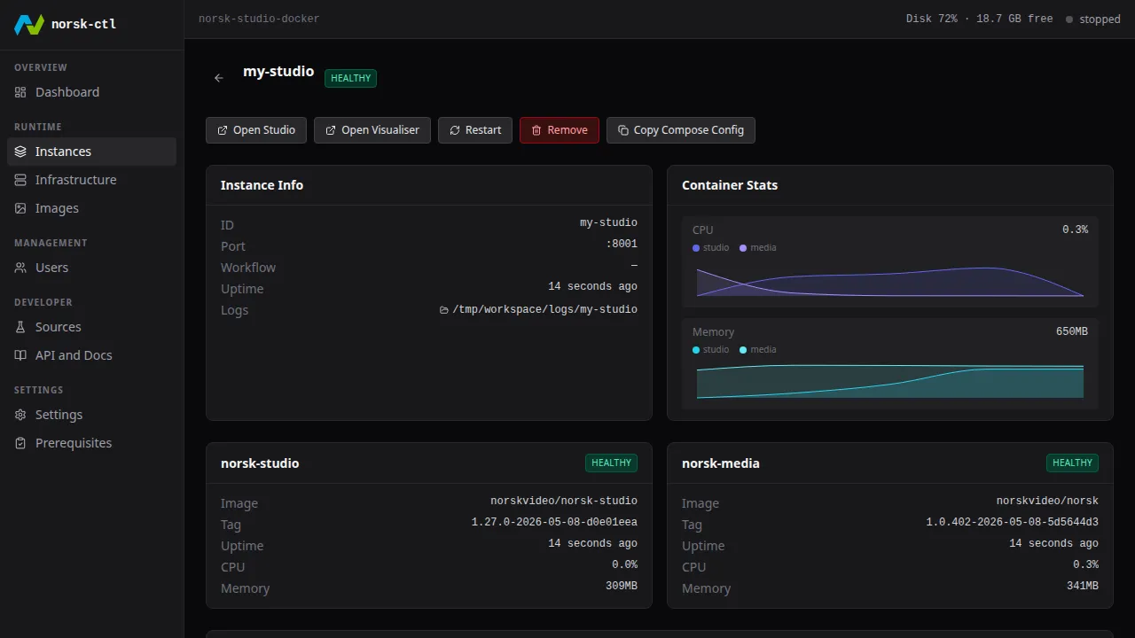 Instance detail page