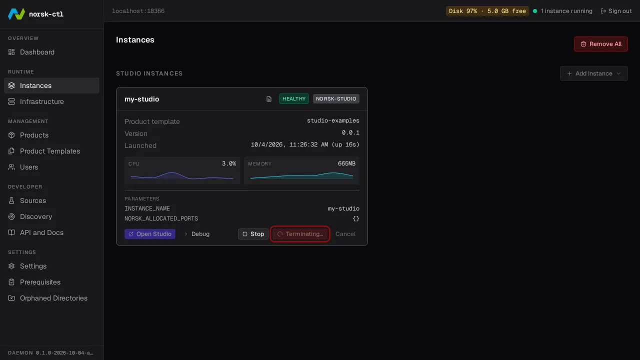 Instance removed