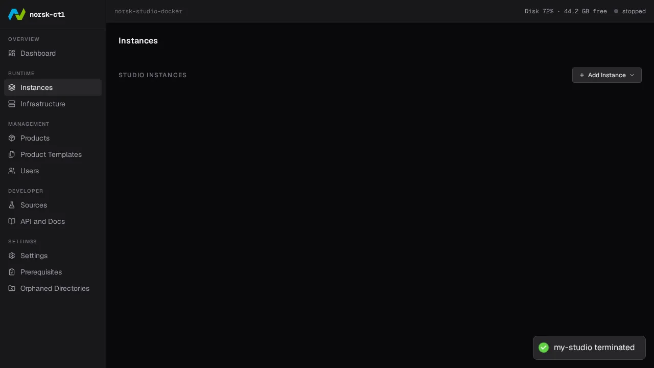Instance removed