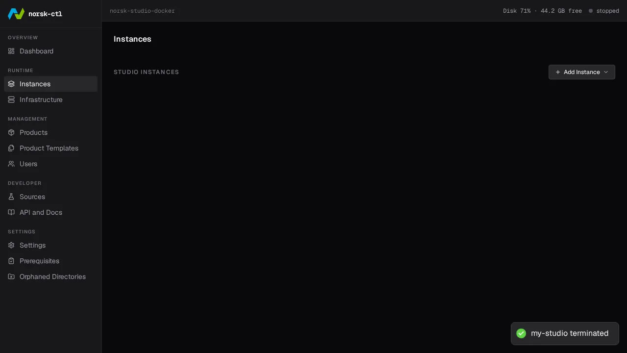 Instance removed